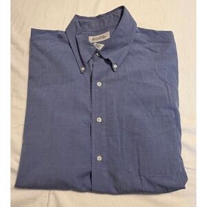 Brooks Brothers Mens Blue Cotton Button Down Shirt 17-34 Original Polo Shirt